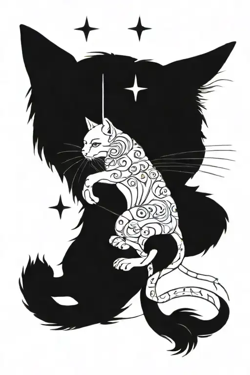 vietnamese zodiac cat and Sagittarius tattoo design idea