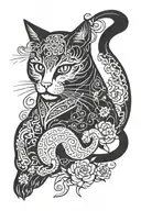 vietnamese zodiac cat tattoo design idea
