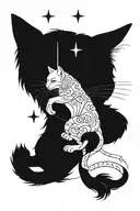 vietnamese zodiac cat and Sagittarius tattoo design idea