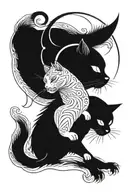 vietnamese zodiac cat and Sagittarius tattoo design idea