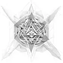 pentagram breaking through wall tattoo design idea