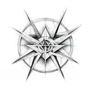 pentagram breaking through wall tattoo design idea