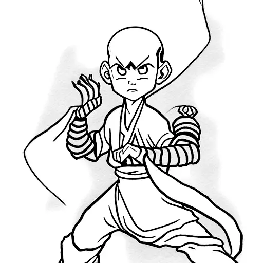 avatar aang in his avatar state tattoo design idea