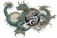 dragon & duality & yin yang tattoo design idea