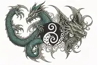 dragon & duality & yin yang tattoo design idea