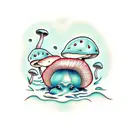 animated Mushroom singing to a frog tattoo design idea