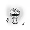 animated Mushroom singing to a frog tattoo design idea