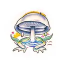 animated Mushroom singing to a frog tattoo design idea
