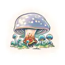 animated Mushroom singing to a frog tattoo design idea