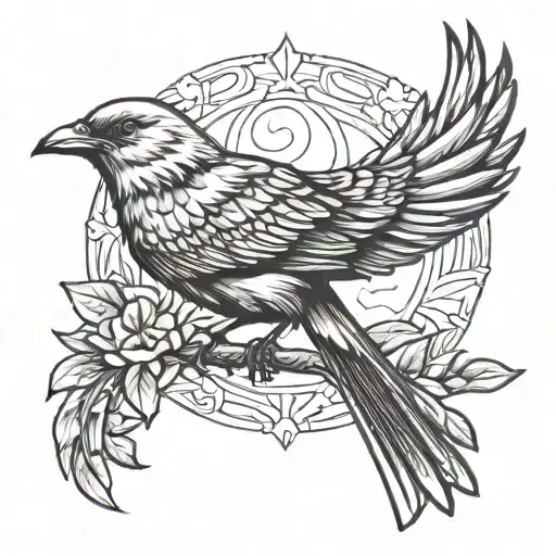 mocking bird to crow wing tattoo design idea