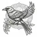 mocking bird to crow wing tattoo design idea