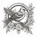mocking bird to crow wing tattoo design idea