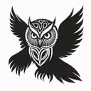 owl with spread wings tattoo design idea