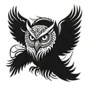 owl with spread wings tattoo design idea