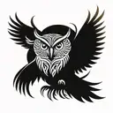 owl with spread wings tattoo design idea