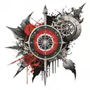 viking compass, skull, pagan, pirate ship tattoo design idea