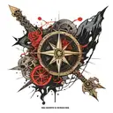 viking compass, skull, pagan, pirate ship tattoo design idea