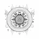 A nature-inspired mandala with coffee beans and musical instruments tattoo design idea