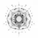 A nature-inspired mandala with coffee beans and musical instruments tattoo design idea