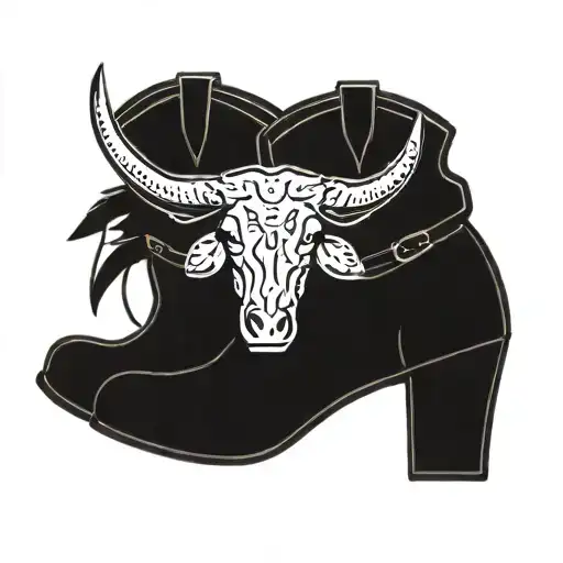longhorn in cowboy boots tattoo design idea