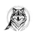Imagine a majestic wolf, standing tall and proud, with its head held high and its eyes gazing into the distance. The wol tattoo design idea