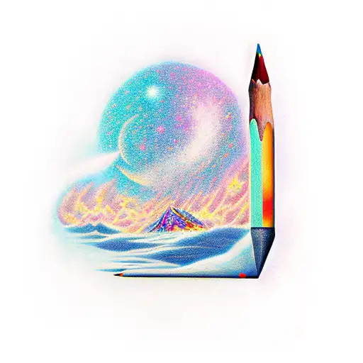 pencil in space  tattoo design idea