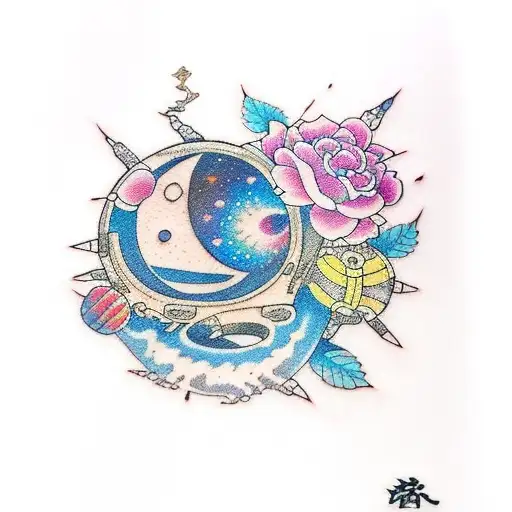 pencil in space  tattoo design idea