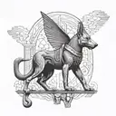 A dotwork tattoo of Anubis guarding the entrance to the underworld tattoo design idea