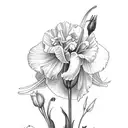flower carnation with Daffodil, Jonquil, Carnation, Snowdrop, Gladiolus, Poppy, Rose, Honeysuckle, Aster, Morning glory  tattoo design idea