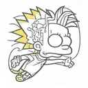 a bart simpson high as hell and drippy    tattoo design idea