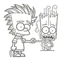 a bart simpson high as hell and drippy    tattoo design idea