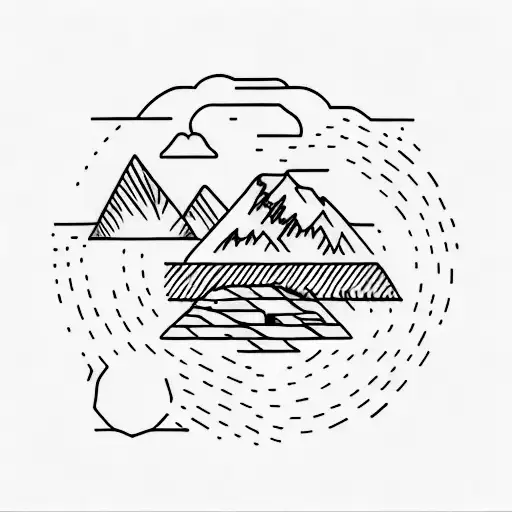 A minimalist tattoo of a hiking trail winding through a mountain range tattoo design idea