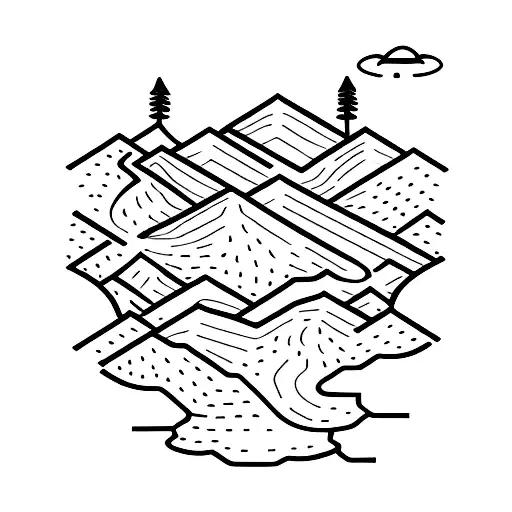 A minimalist tattoo of a hiking trail winding through a mountain range tattoo design idea