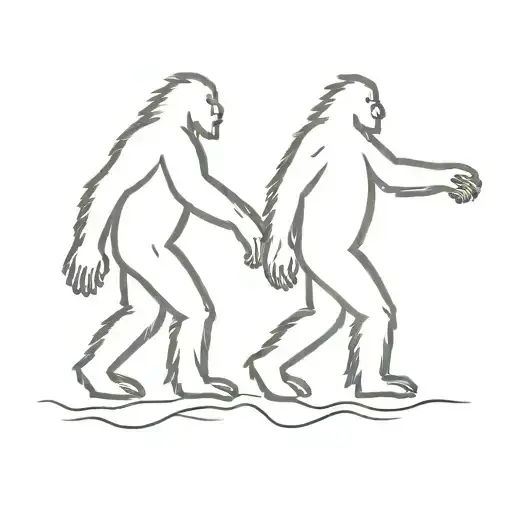 two Sasquatch pointing at each other  tattoo design idea