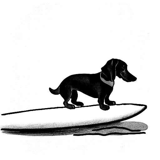 dachshund on a surfboard tattoo design idea