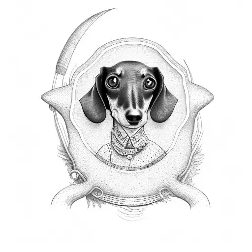 dachshund on a surfboard tattoo design idea