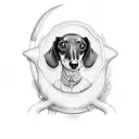 dachshund on a surfboard tattoo design idea