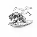 dachshund on a surfboard tattoo design idea