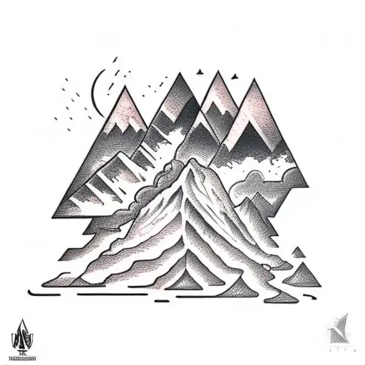 mountain framed by an anvil tattoo design idea