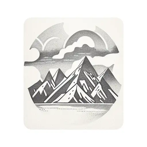 mountain framed by an anvil tattoo design idea