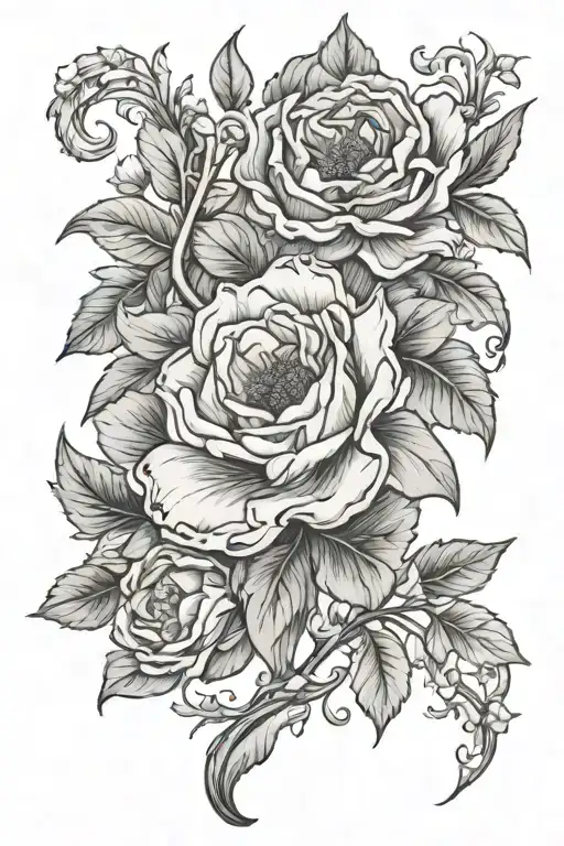 Birth Flowers Of October with opal gem stone surrounded tattoo design idea