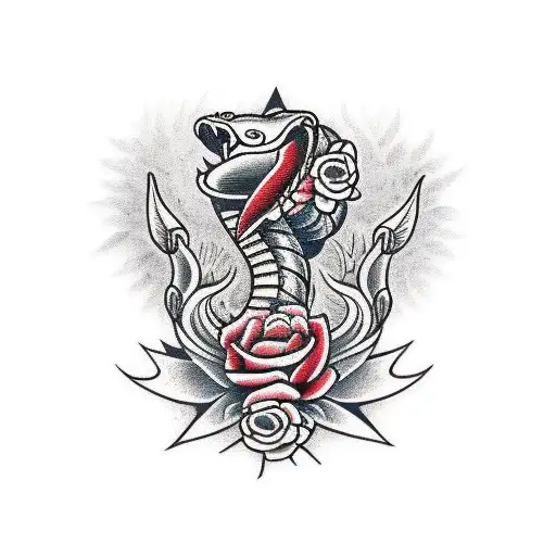 cobra com flores tattoo design idea