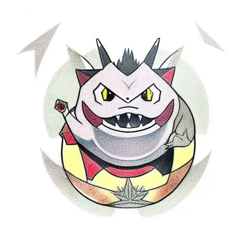 pokémon gengar com fogo tattoo design idea