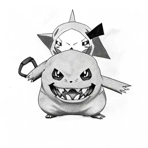 pokemon gengar with pikachu tattoo design idea