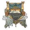 bed with curtains  tattoo design idea