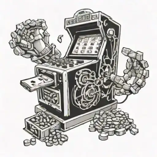A slot machine being crushed by a giant hand tattoo design idea