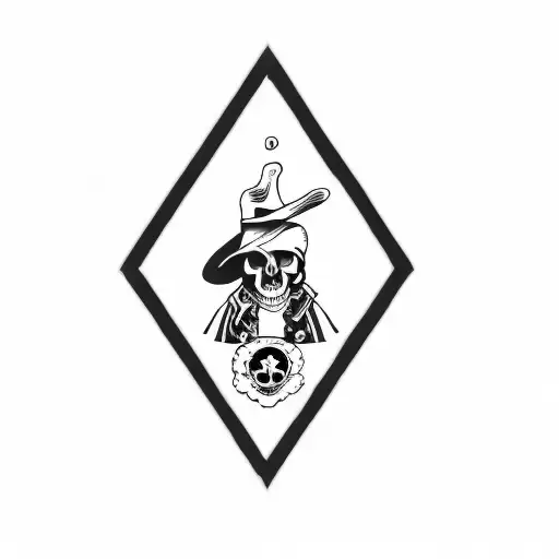 a man in a hat with a skull and crossbones tattoo design idea