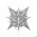 Pentagram with signature one forever, pentagram pierced by a sword tattoo design idea