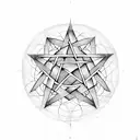 Pentagram with signature one forever, pentagram pierced by a sword tattoo design idea