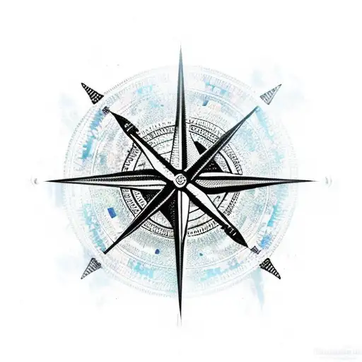 viking compass with raven tattoo design idea